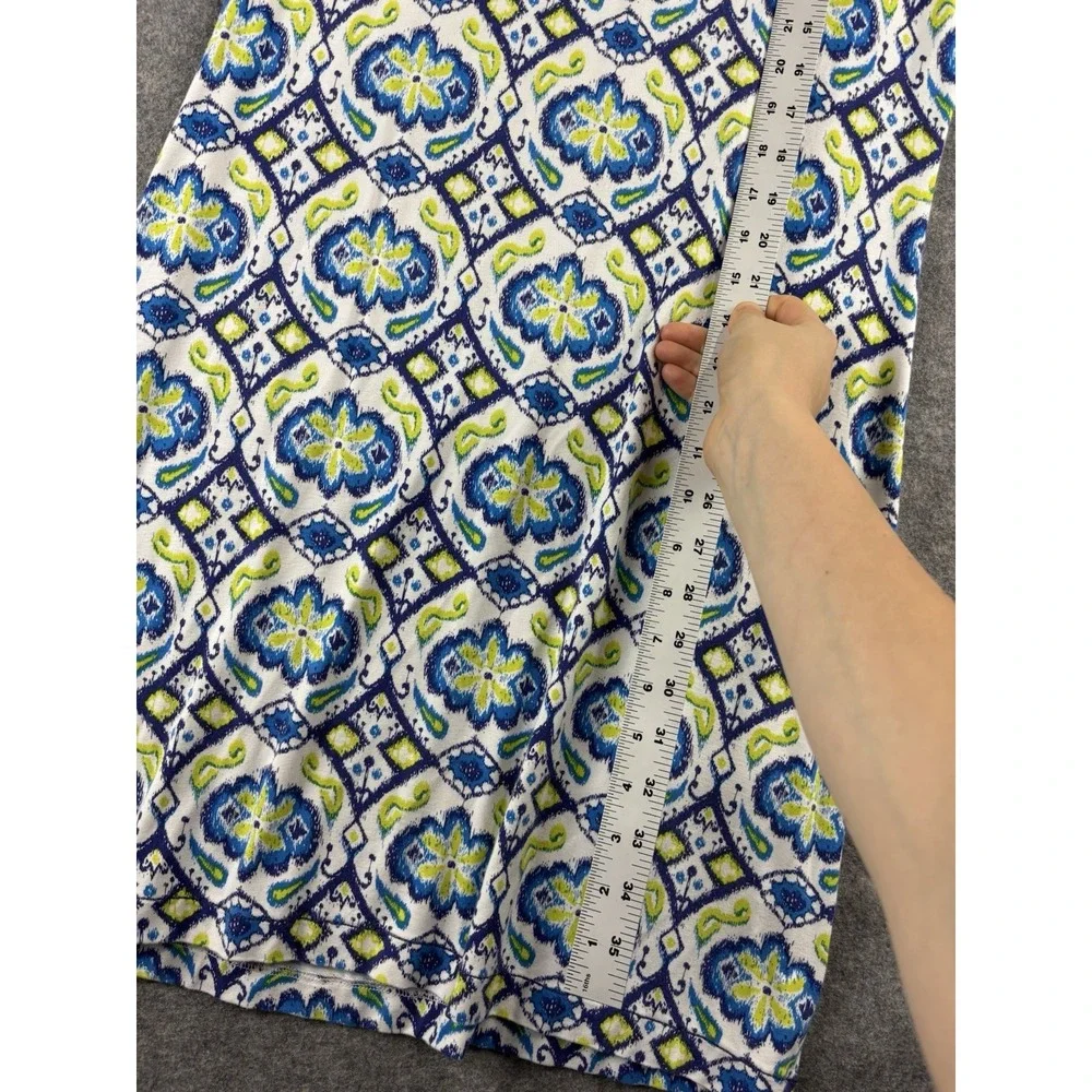 Hatley Womens M Knit Geometric Viscose Floral Shift Knee Length Dress Casual - Picture 3 of 6